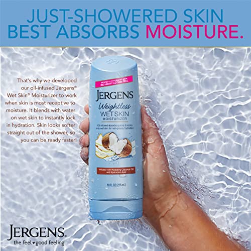 Jergens Wet Skin Body Lotion with Coconut Oil, In Shower Lotion for Dry Skin,...