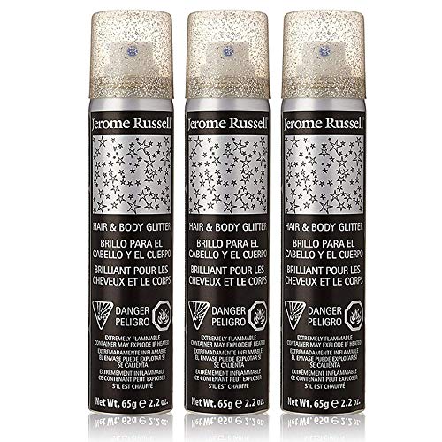 Jerome Russell Hair & Body Glitter Spray, Silver 2.2 oz (Pack of 3)