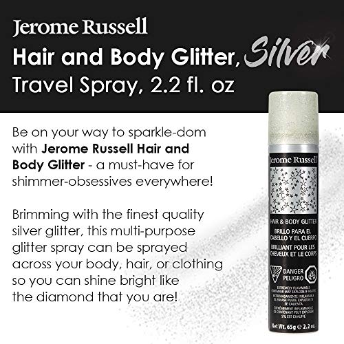 Jerome Russell Temporary Hair and Body Glitter Color Spray, Travel Spray, Lig...