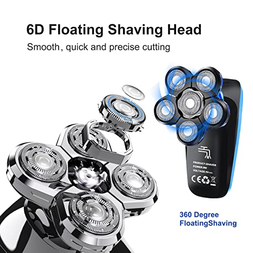 Mens Electric Razors for Men 8 in 1 Waterproof Wet Dry Rotary Cordless Bald H...