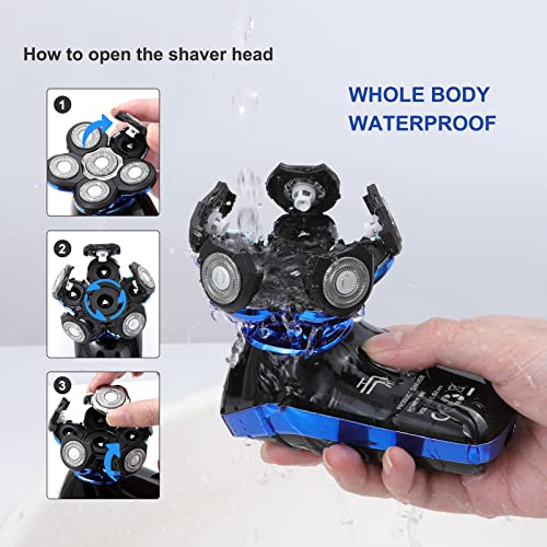 Mens Electric Razors for Men 8 in 1 Waterproof Wet Dry Rotary Cordless Bald H...
