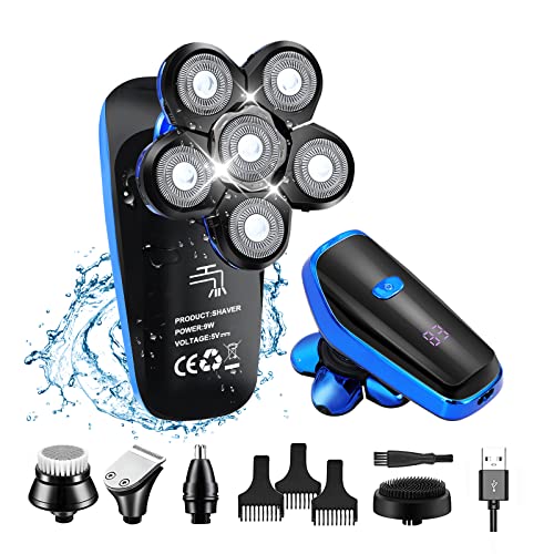 Mens Electric Razors for Men 8 in 1 Waterproof Wet Dry Rotary Cordless Bald H...