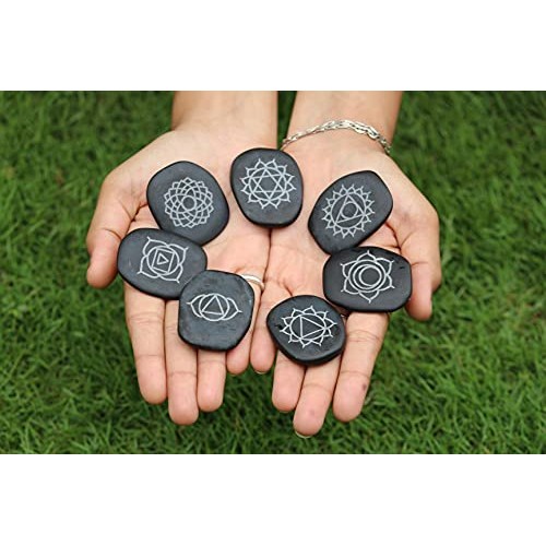 Hot Real Basalt Massage Chakra 7 River Stones Spa Beauty Body Chakras Reiki G...