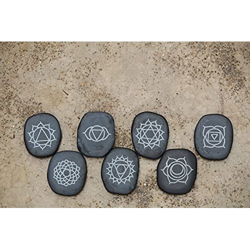 Hot Real Basalt Massage Chakra 7 River Stones Spa Beauty Body Chakras Reiki G...