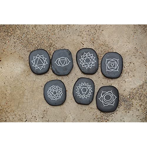 Hot Real Basalt Massage Chakra 7 River Stones Spa Beauty Body Chakras Reiki G...