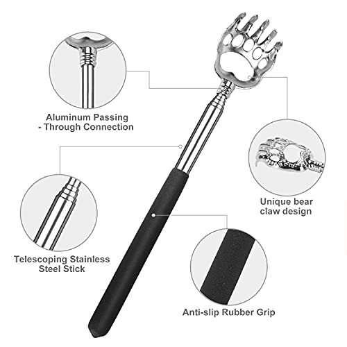 Back Scratcher for Men Women, Portable Metal Bear Claw Scratcher Telescoping ...