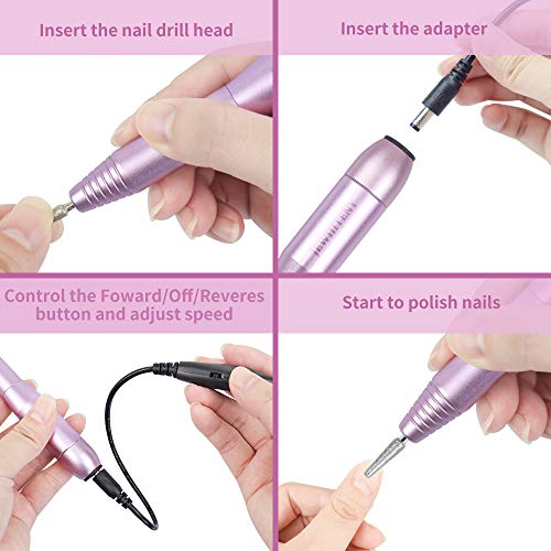 Electric Nail Drill Machine Professional 25000RPM Portable Manicure Pedicure ...