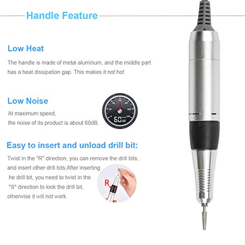 JEWHITENY Professional Nail Drill Machine 30000RPM Light Acrylic Electric Nai...
