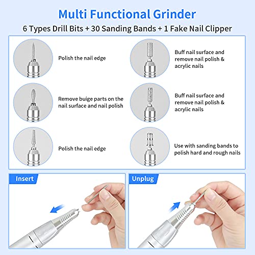 Portable Electric Nail Drill Machine Professional 35000 RPM Manicure Pedicure...