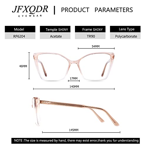 JFXQDR Oversized Cat Eye Blue Light Blocking Glasses Women Computer Eyewear S...