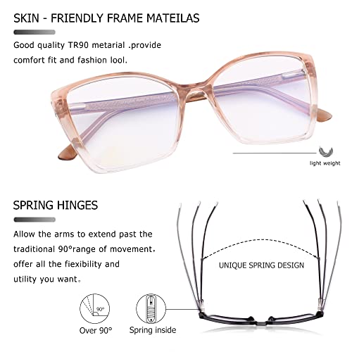JFXQDR Oversized Cat Eye Blue Light Blocking Glasses Women Computer Eyewear S...