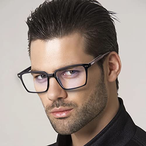 JFXQDR Trendy Square Blue Light Blocking Glasses Men Women Computer Eyewear S...