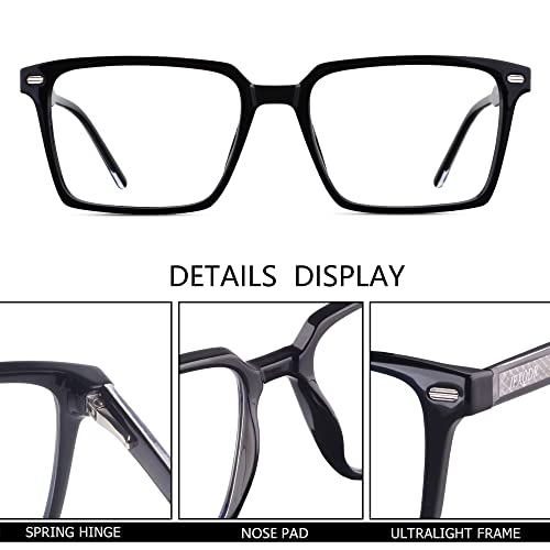 JFXQDR Trendy Square Blue Light Blocking Glasses Men Women Computer Eyewear S...