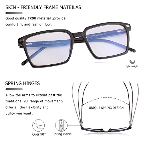 JFXQDR Trendy Square Blue Light Blocking Glasses Men Women Computer Eyewear S...