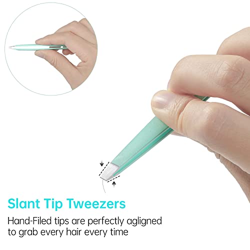 Tweezers Set - 4 Pack, JianQiao Stainless Steel Precision Eyebrow Tweezers Ki...