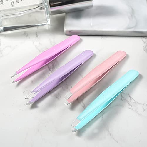 Tweezers Set - 4 Pack, JianQiao Stainless Steel Precision Eyebrow Tweezers Ki...