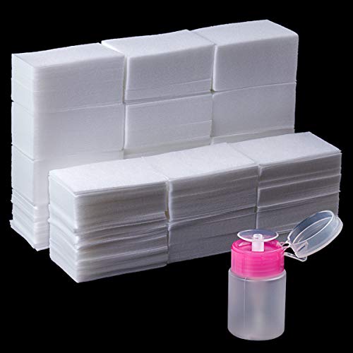 1000 Pcs Gel Nail Polish Remover, Lint Free Nail Wipes Cotton Pad with a Pump...