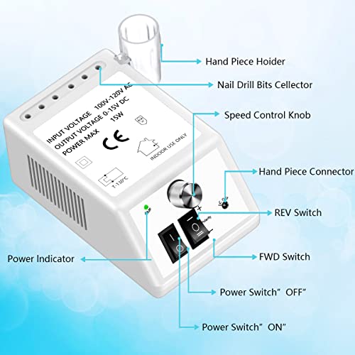 Jiasheng Electric Nail Drill, 30000rpm Professional Nail Drill Machine, Compa...