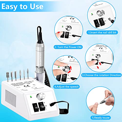 Jiasheng Electric Nail Drill, 30000rpm Professional Nail Drill Machine, Compa...