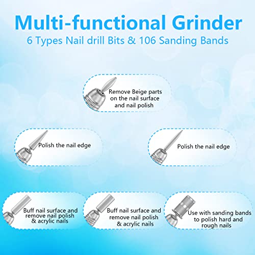 Jiasheng Electric Nail Drill, 30000rpm Professional Nail Drill Machine, Compa...