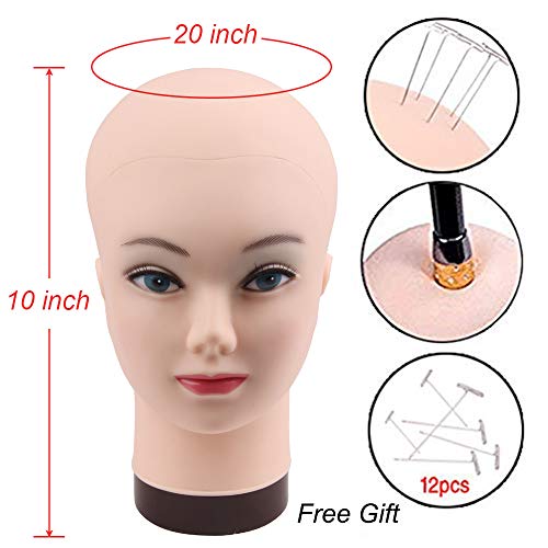 JiaYi Bald Mannequin Head for Wigs Professional Cosmetology Training Manikin ...