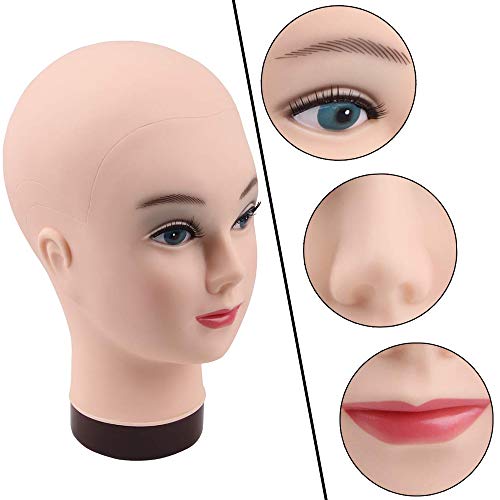 JiaYi Bald Mannequin Head for Wigs Professional Cosmetology Training Manikin ...