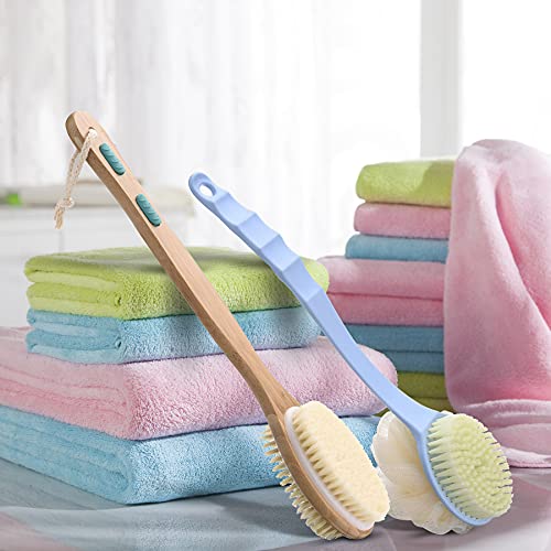2Pack Back Shower Bath Brushes for Wet or Dry Double Side Specially Long Wood...