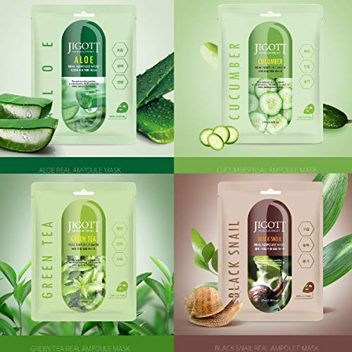 Jigott Korea Skin Care Real Ampoule Full Face Facial Mask Pack 32 Pack (2 of ...