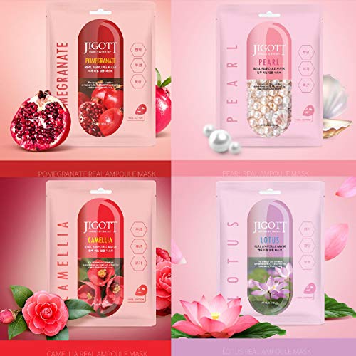 Jigott Korea Skin Care Real Ampoule Full Face Facial Mask Pack 32 Pack (2 of ...