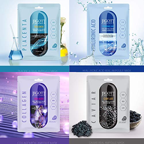 Jigott Korea Skin Care Real Ampoule Full Face Facial Mask Pack 32 Pack (2 of ...