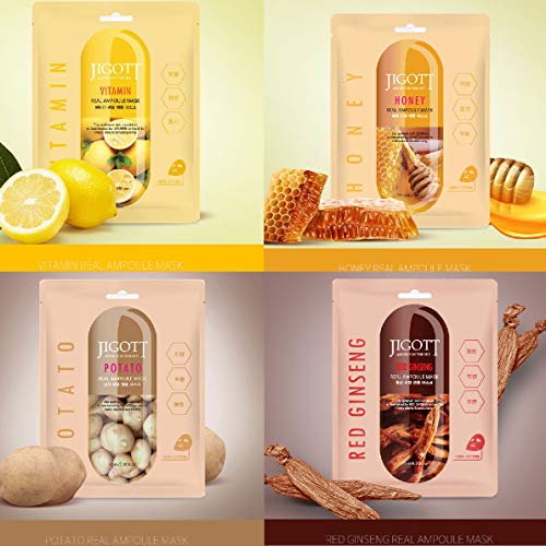 Jigott Korea Skin Care Real Ampoule Full Face Facial Mask Pack 32 Pack (2 of ...