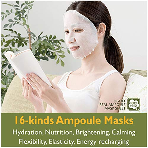 Jigott Korea Skin Care Real Ampoule Full Face Facial Mask Pack 32 Pack (2 of ...