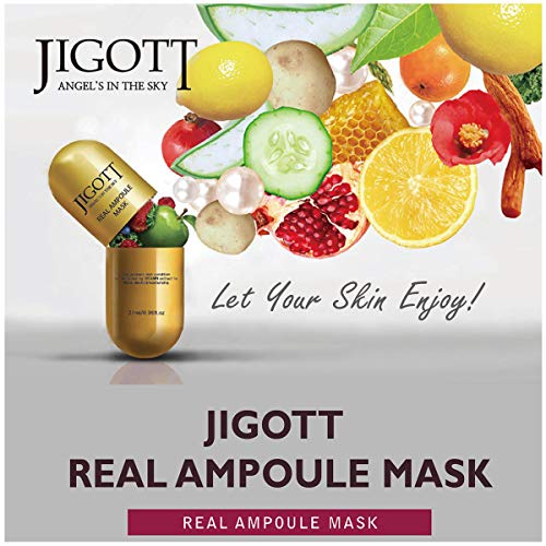 Jigott Korea Skin Care Real Ampoule Full Face Facial Mask Pack 32 Pack (2 of ...