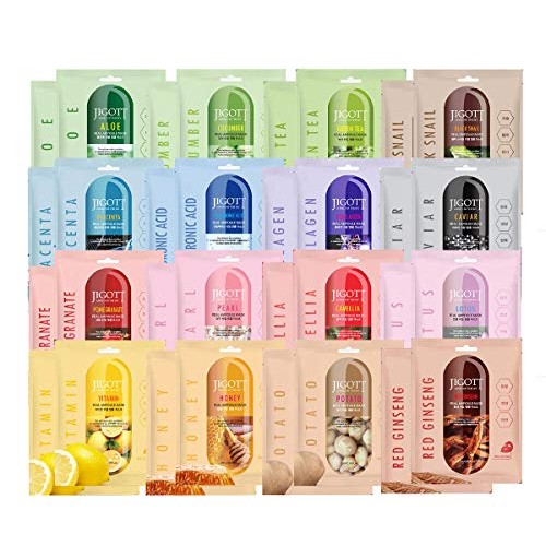 Jigott Korea Skin Care Real Ampoule Full Face Facial Mask Pack 32 Pack (2 of ...