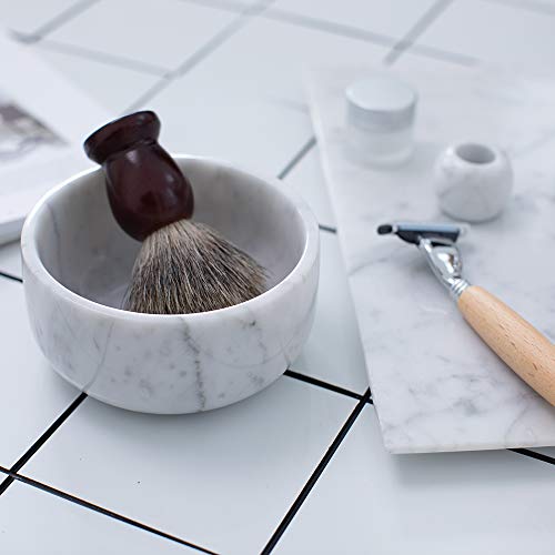 JIMEI Marble Shaving Soap Bowl Decorative Multi-Purpose Stone Bowl- Use as Ce...