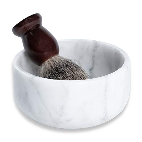 JIMEI Marble Shaving Soap Bowl Decorative Multi-Purpose Stone Bowl- Use as Ce...