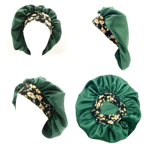 JIN JIN 4 Pcs Satin Sleep Cap, Soft Bonnets for Women Hair Bonnet Cover.Sliky...