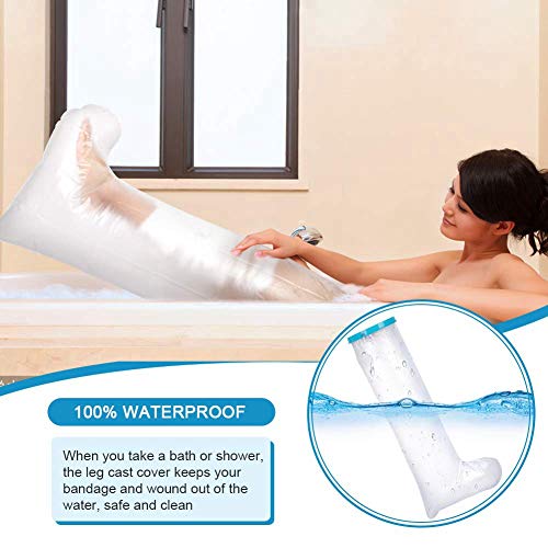 JIN Waterproof Leg Cast Cover for Shower Bath, Shower Cast Protector Watertig...