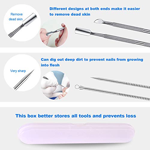 Ingrown Toenail Pedicure Tool Kit Nail File and Nail Lifter Pusher Double-Sid...
