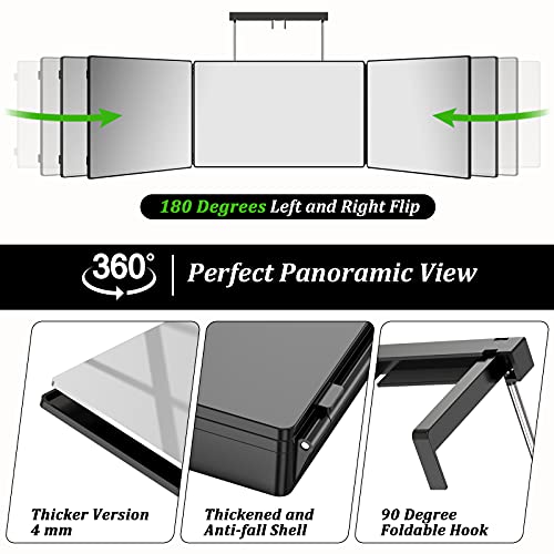 3 Way Mirror Self Hair Cutting，Portable Self Cut Mirror with Telescoping Hoo...
