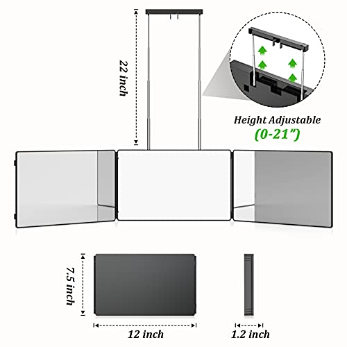 3 Way Mirror Self Hair Cutting，Portable Self Cut Mirror with Telescoping Hoo...
