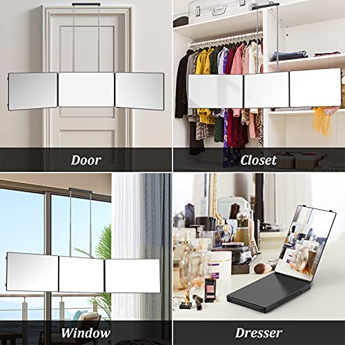 3 Way Mirror Self Hair Cutting，Portable Self Cut Mirror with Telescoping Hoo...