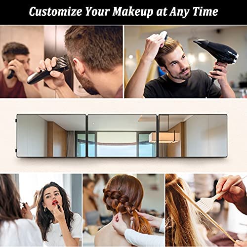 3 Way Mirror Self Hair Cutting，Portable Self Cut Mirror with Telescoping Hoo...
