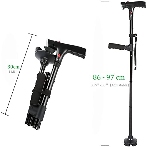 Folding Cane with Led Light, Adjustable Canes and Walking Sticks for Seniors,...