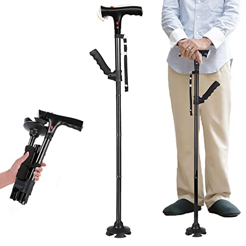 Folding Cane with Led Light, Adjustable Canes and Walking Sticks for Seniors,...