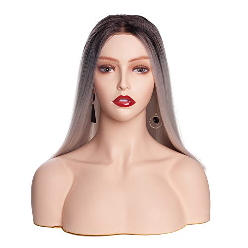 Realistic Female Mannequin Head With Shoulder Manikin Head Bust for Wigs Beau...