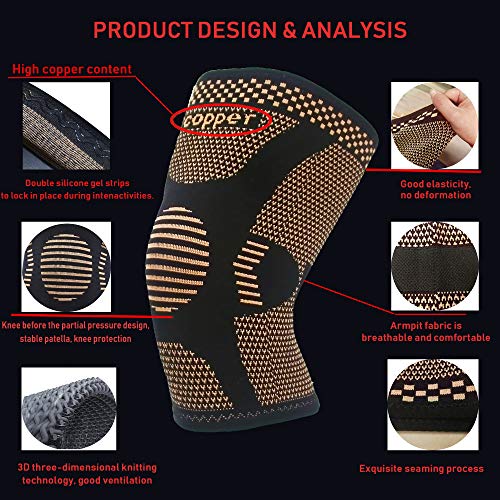 Copper Knee Brace for Arthritis Pain and Support-Copper knee sleeve Compressi...
