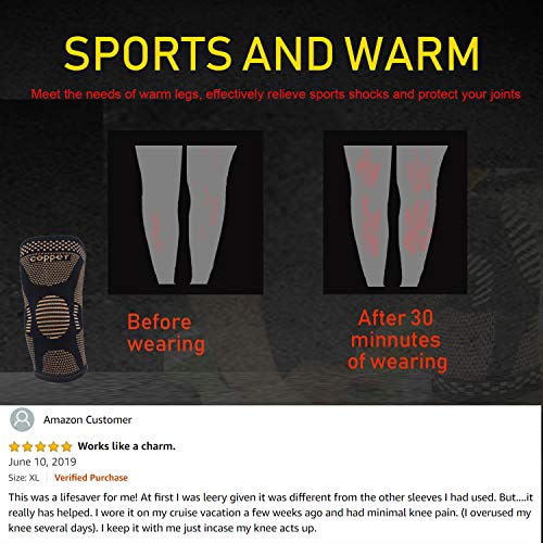 Copper Knee Brace for Arthritis Pain and Support-Copper knee sleeve Compressi...