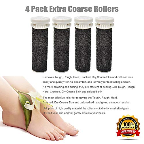 4 Pack Black Replacement Roller Refills Compatible with Scholl Express Pedi F...