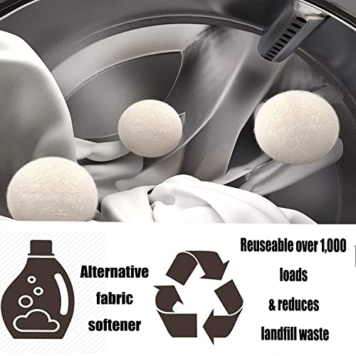 Jiwido Wool Dryer Balls Laundry Reusable Natural Organic Fabric Softener, Che...